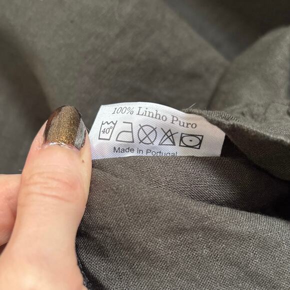 Bonjour Le Lin 100% Linen Black Ester Sleeping Dress with Ruffles Large - Picture 9 of 9